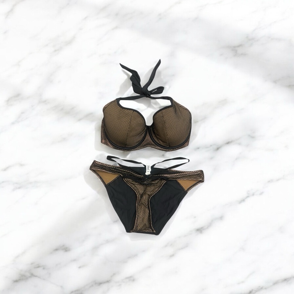 Sexy Black and Tan Women's Bikini Set